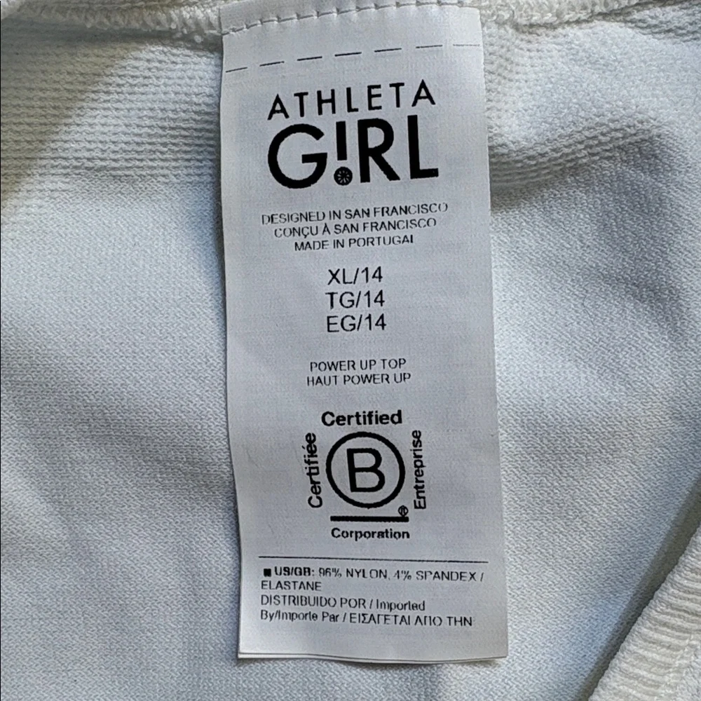 Athleta Girl Power Up White Long Sleeve Top sz 14